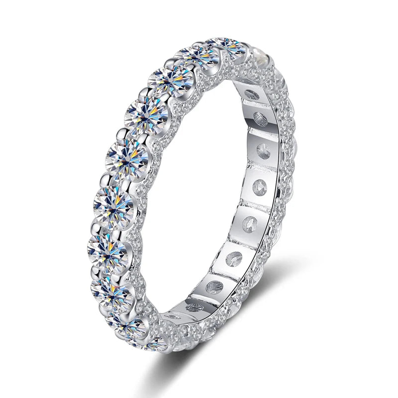2.5ct Moissanite Wedding Band in 925 Silver, GRA
