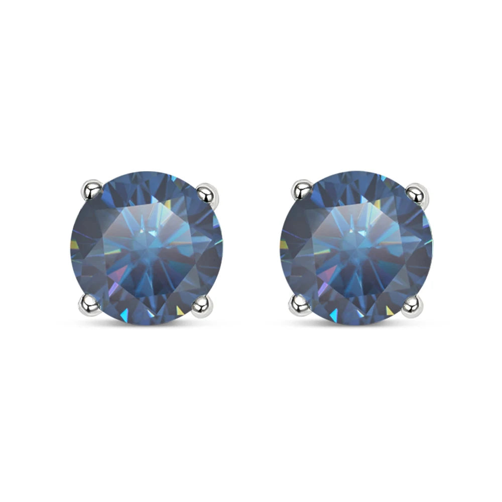 Coloured Moissanite Stud Earrings, 0.3ct to 3ct