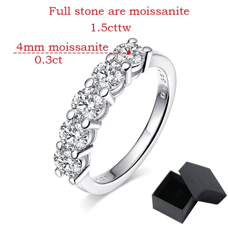4mm Moissanite Ring, 1.5cttw D Colour in S925 Silver