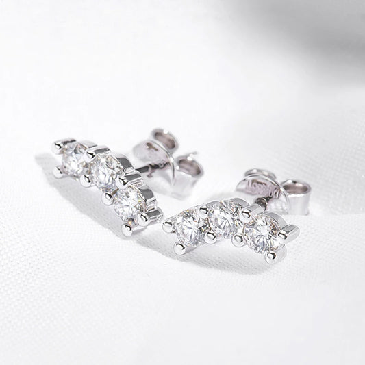 0.6cttw Moissanite Stud Earrings, Rhodium Plated