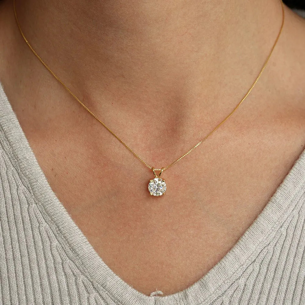 Claw Set Moissanite Solitaire Necklace, 0.5ct to 5ct