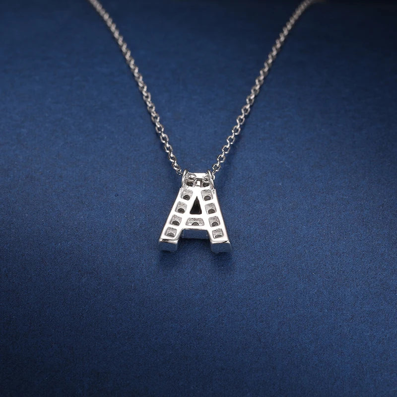 Moissanite Initial Necklace, A to Z in 925 Silver