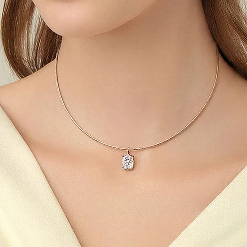 Oval Moissanite Necklace, 3ct 4ct or 5ct Solitaire Pendant