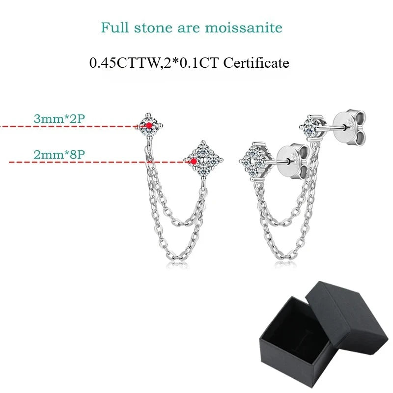 0.45cttw Moissanite Drop Stud Earrings in 925 Silver