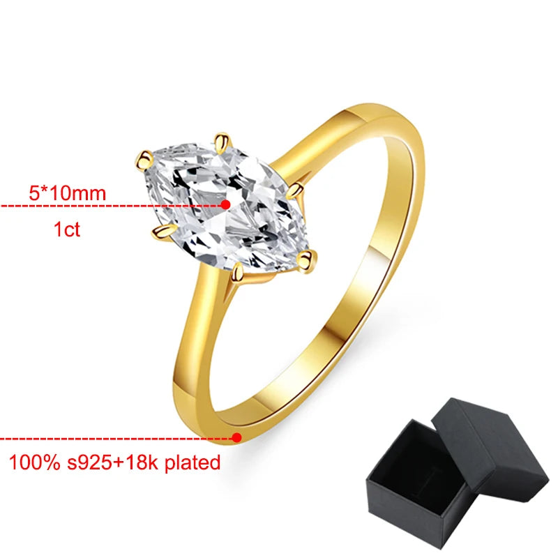 1ct Marquise Moissanite Engagement Ring in 925 Silver