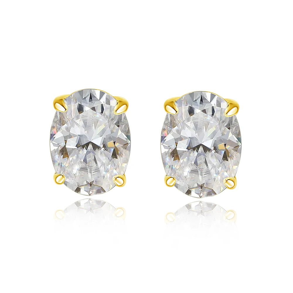 Oval Moissanite Stud Earrings, 0.5ct to 4ct GRA
