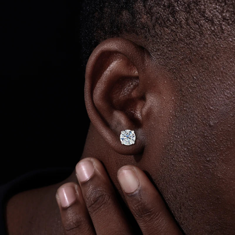 Moissanite Stud Earrings, 0.1ct to 2ct in 925 Silver