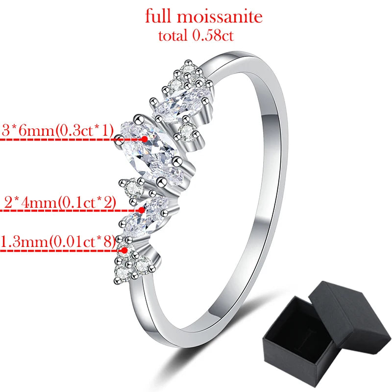 Marquise Moissanite Ring, 0.58cttw Double Halo, 925 Silver