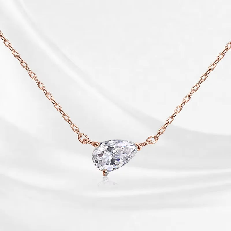 Pear Moissanite Pendant Necklace, 1ct to 4ct, 3 Styles
