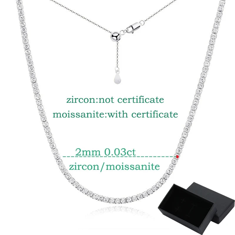 2mm Tennis Necklace Choker in Sterling Silver