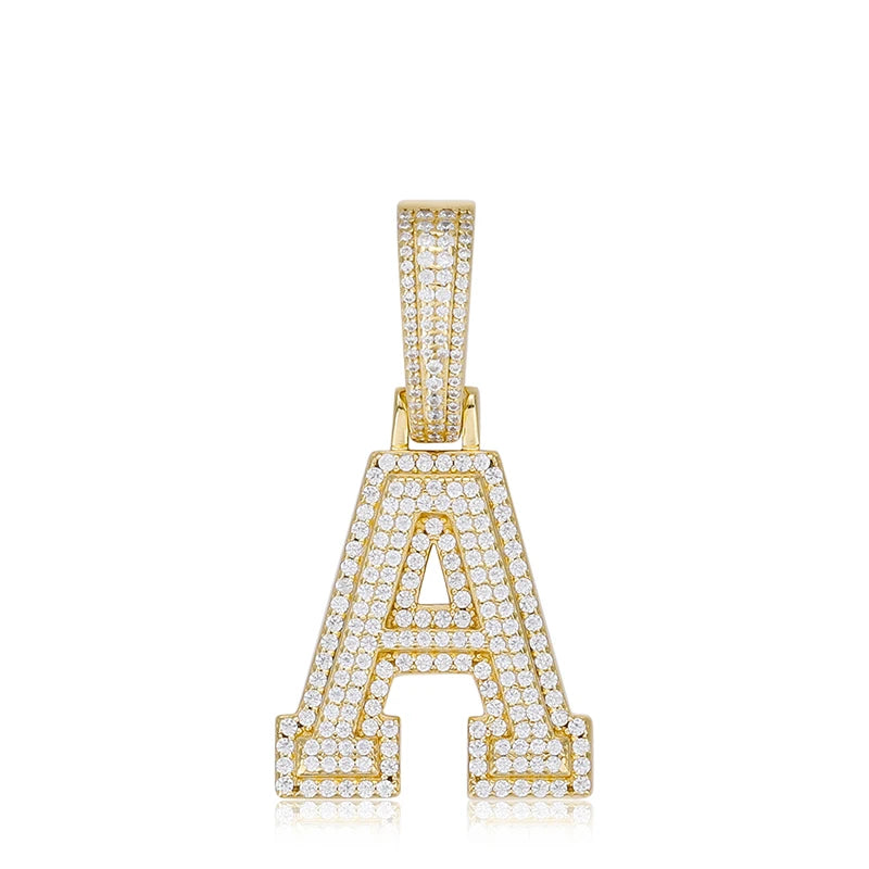 A to Z Letter Moissanite Pendant, Iced Out S925