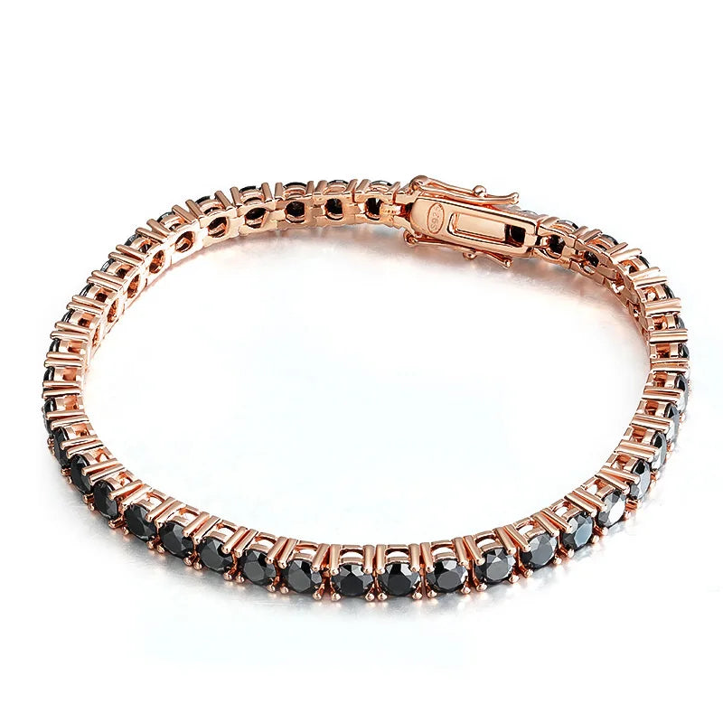 Tennis Bracelet, 3mm to 5mm in Black or Gold 925 Silver