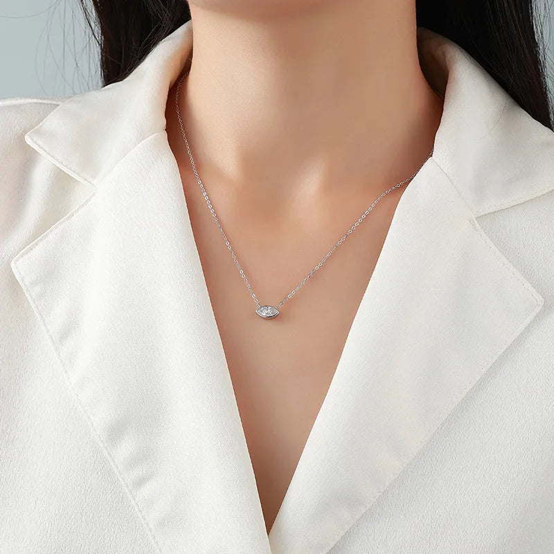 4x8mm Marquise Moissanite Necklace, D VVS1 in 925