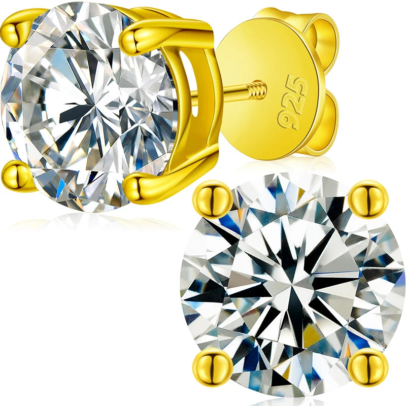 Moissanite Stud Earrings, 3mm to 10mm Screw Back
