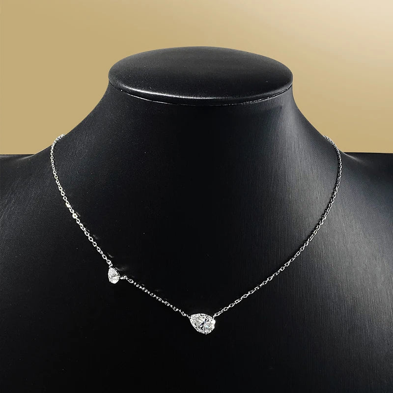 2.5cttw Two Stone Pear Moissanite Necklace, 925 Silver