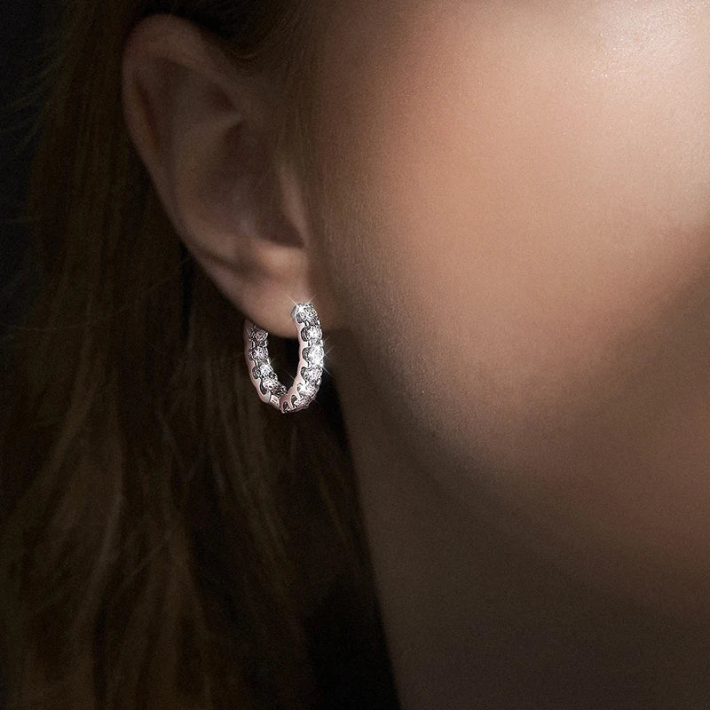 2.6ct Moissanite Hoop Earrings, 2cm or 3cm, 925 Silver