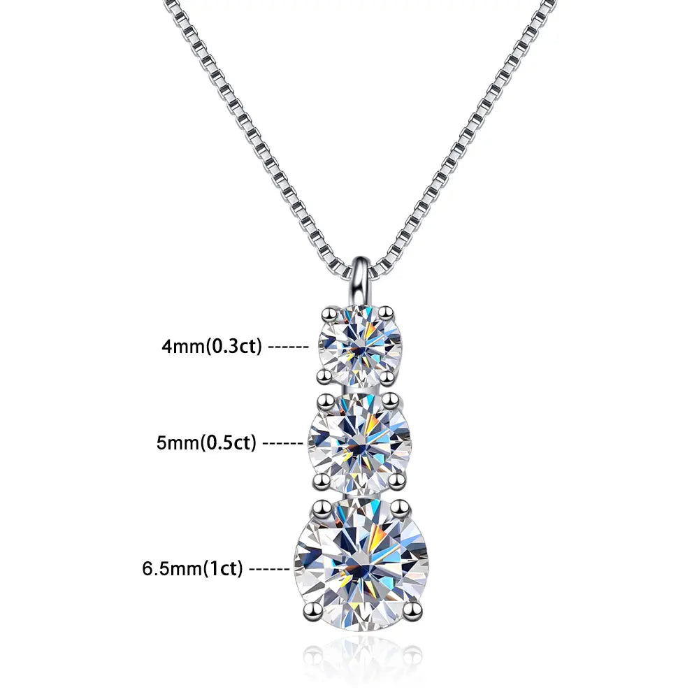 Solitaire Moissanite Necklace on Box or O Chain