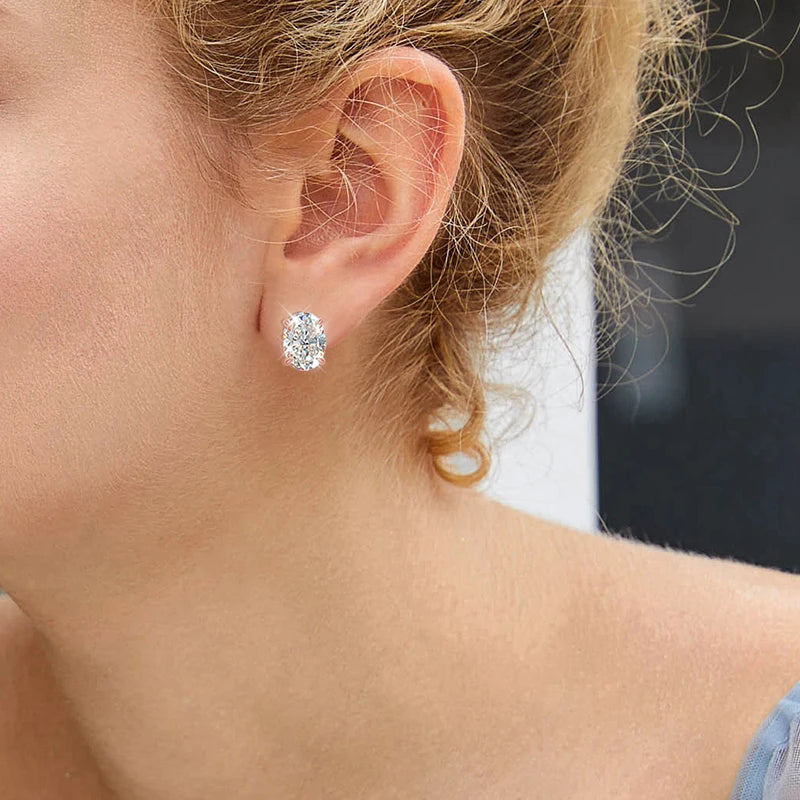 Oval Moissanite Stud Earrings, 1ct to 4ct Each