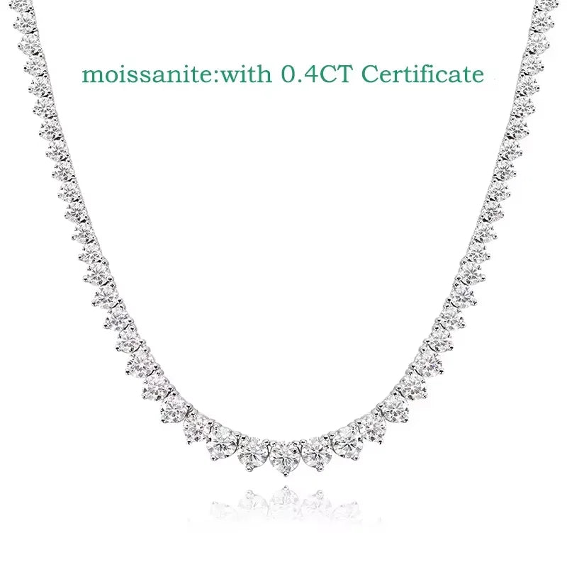 Graduated Tennis Necklace, Moissanite or Zircon, 925