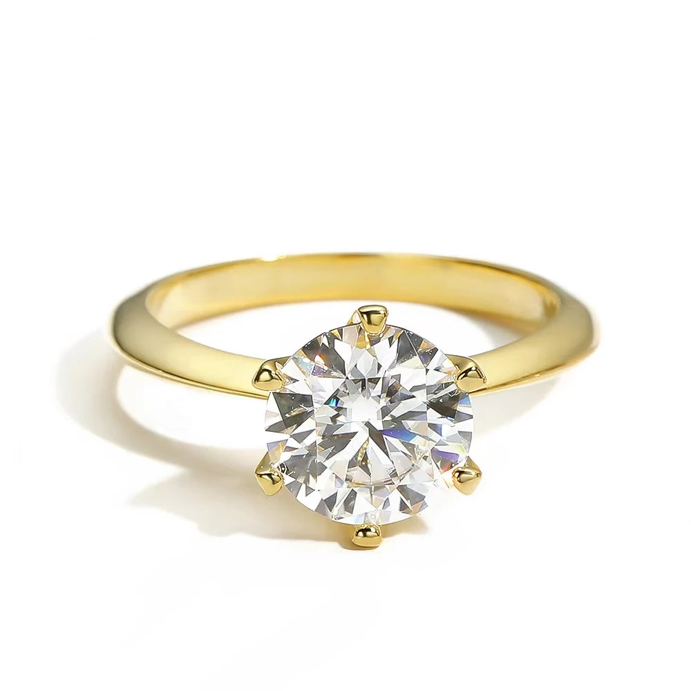 Six Prong Moissanite Solitaire Ring, 0.5ct to 10ct