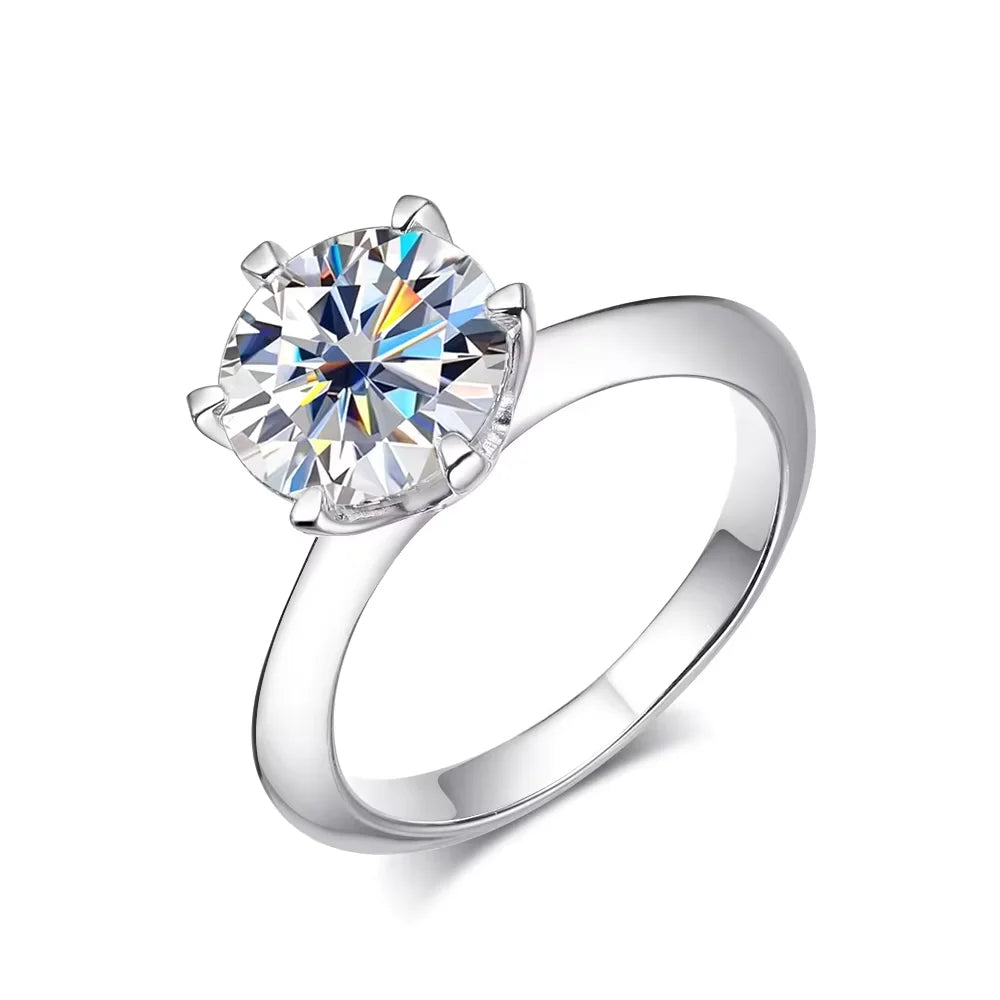 Round Moissanite Ring, 0.5ct to 10ct with Certificate