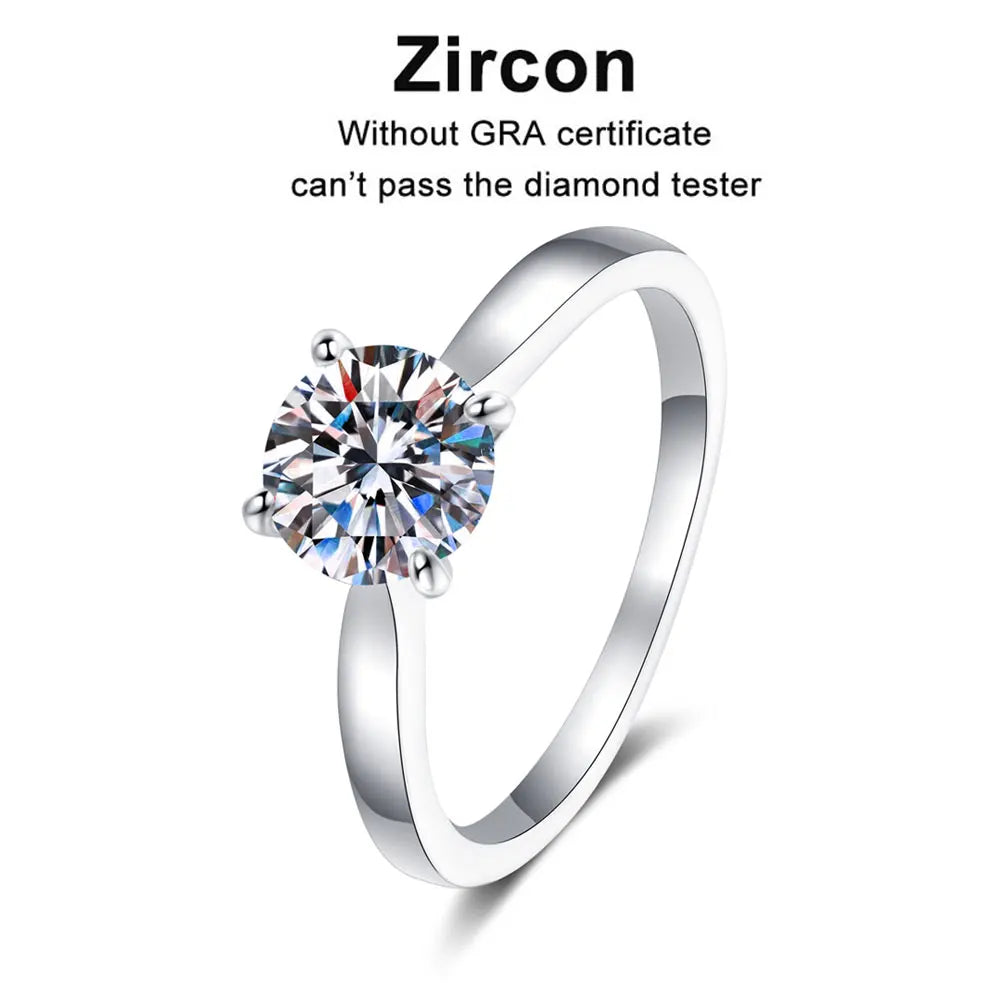 4 Prong Solitaire Moissanite Ring, 0.5ct to 2ct s925