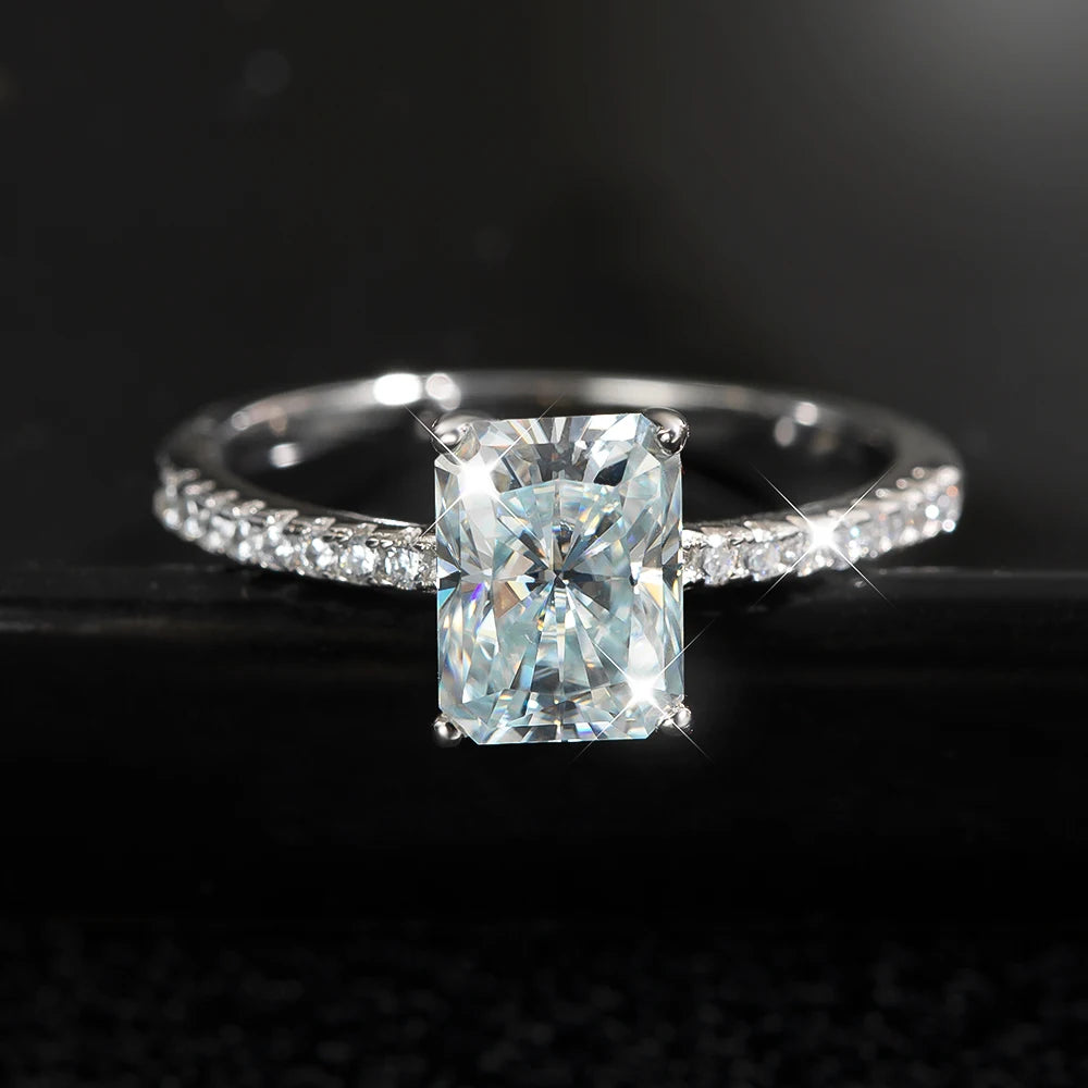 Radiant Cut Moissanite Ring, 1ct to 4ct in 925 Silver