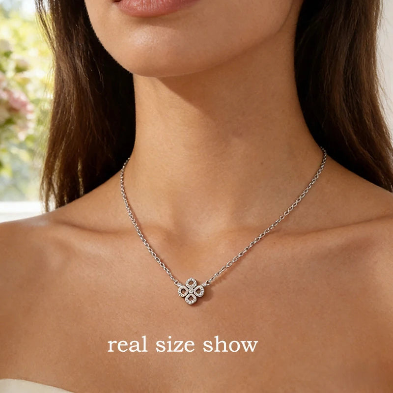 Flower Moissanite Pendant Necklace in 925 Silver