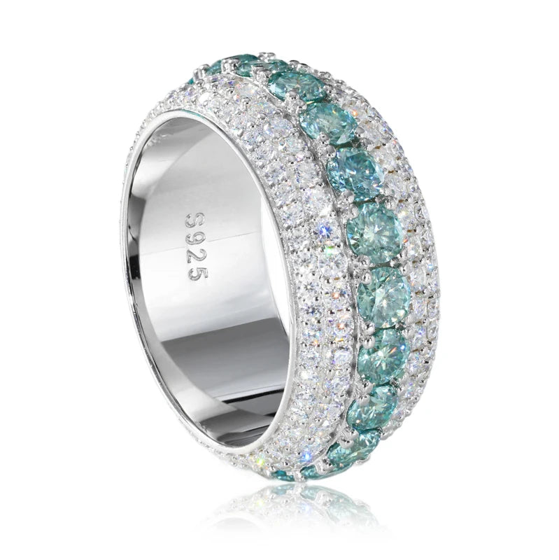 Pave Moissanite Ring, D VVS in 925 Silver, Sizes 7 to 12