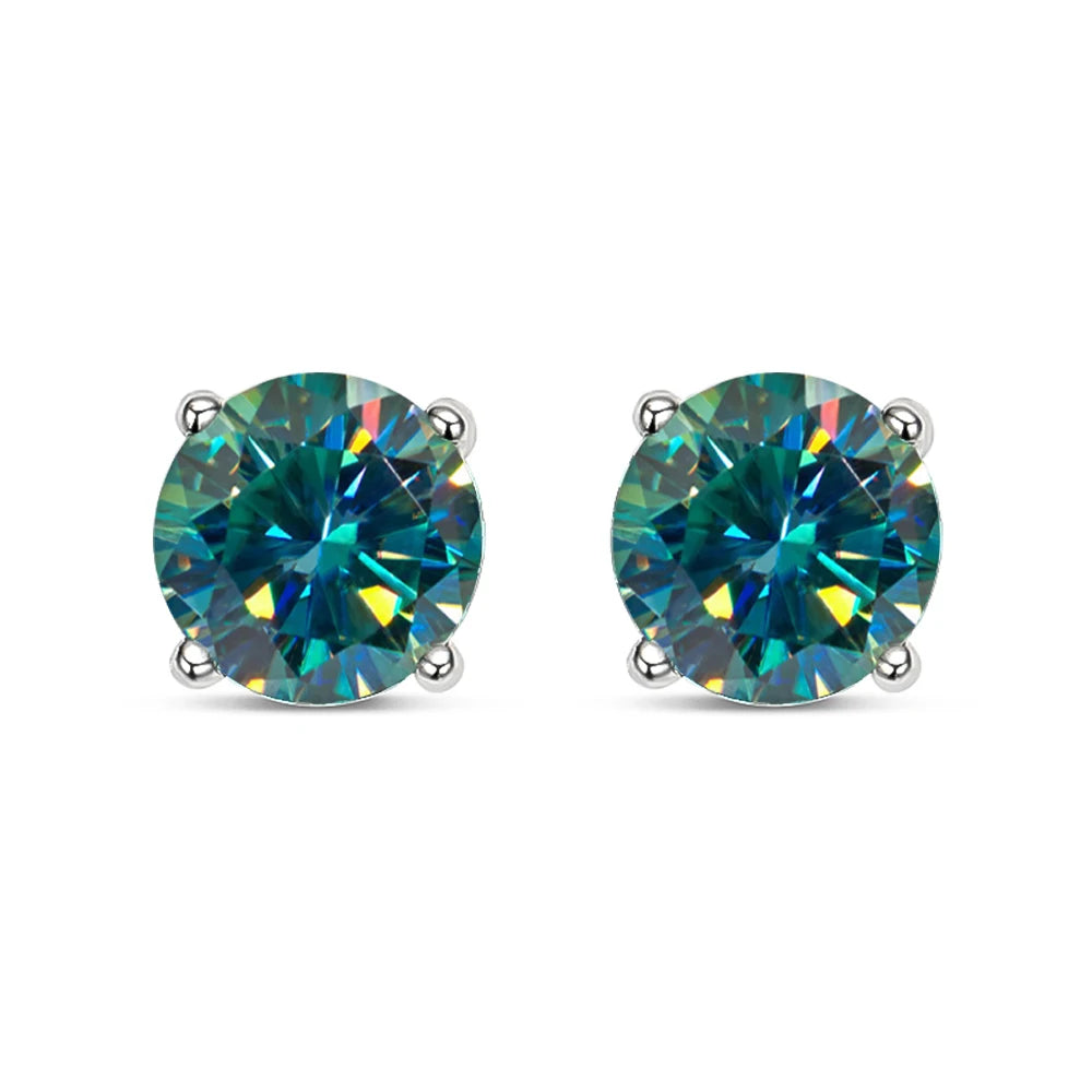 Coloured Moissanite Stud Earrings, 0.3ct to 3ct