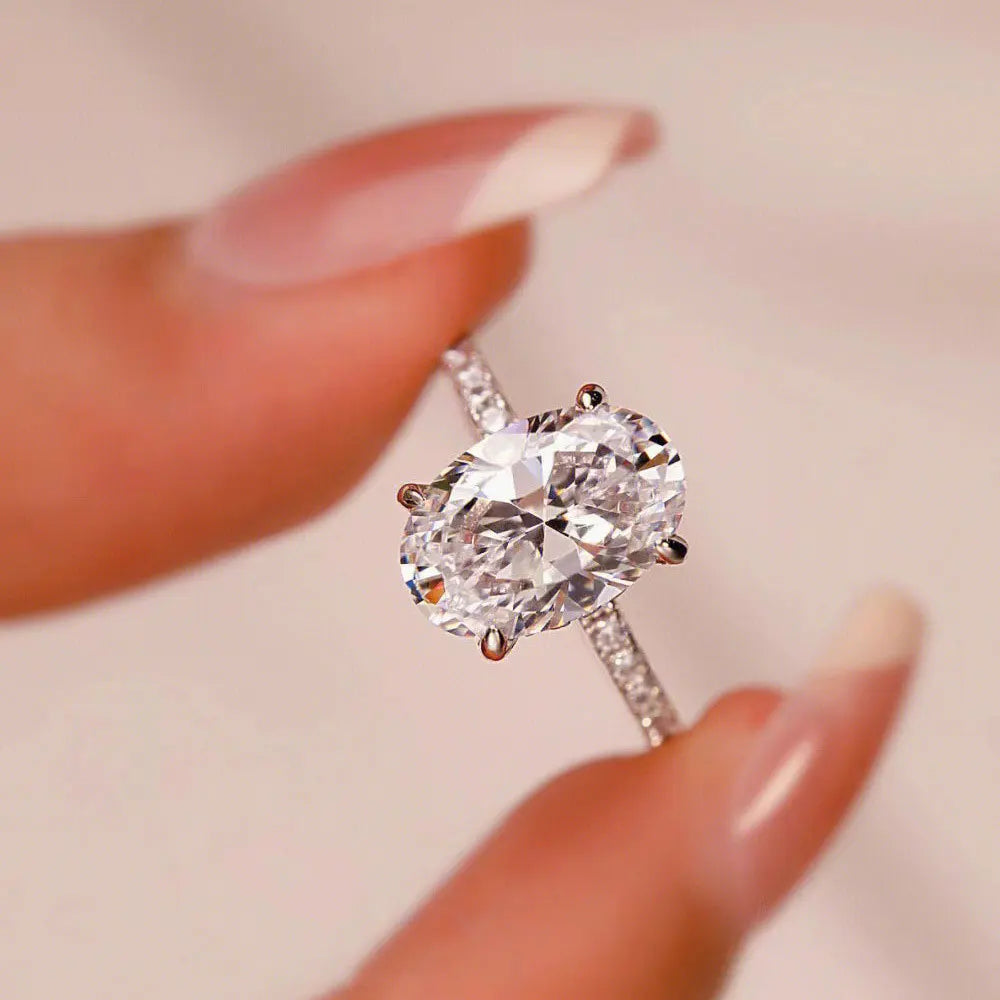 Oval Moissanite Ring, 1ct to 4ct in 925 Silver