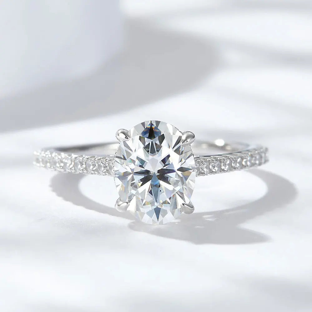 Oval Moissanite Ring, 1ct to 4ct in 925 Silver