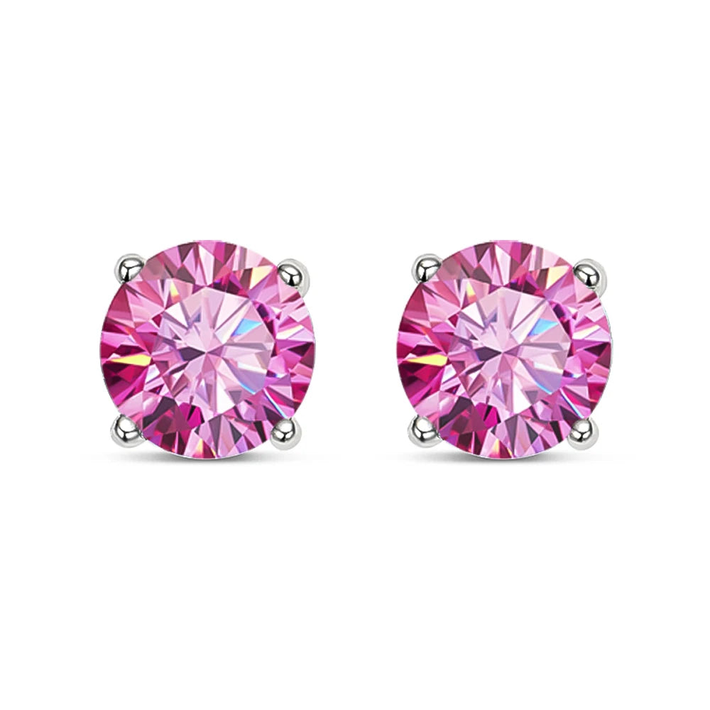 Coloured Moissanite Stud Earrings, 0.3ct to 3ct