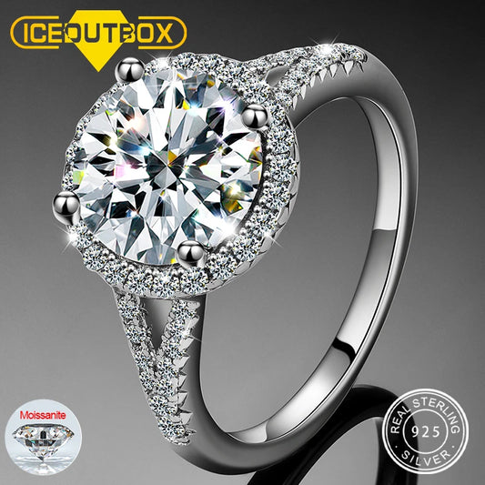 3ctw 9mm Round Moissanite Double Halo Ring, 925 Silver