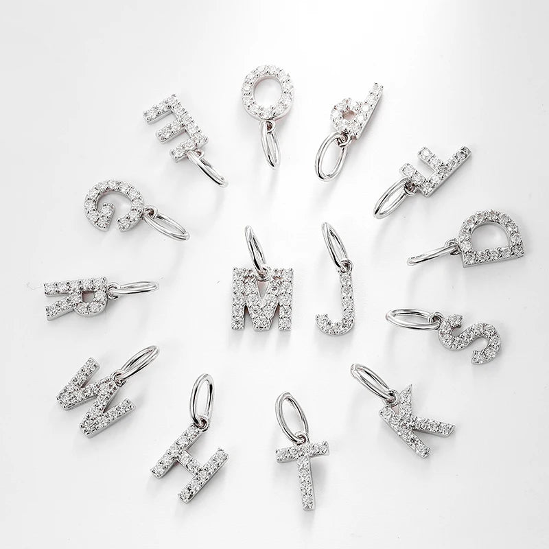 Tiny Moissanite Initial Necklace, A to Z in 925 Silver