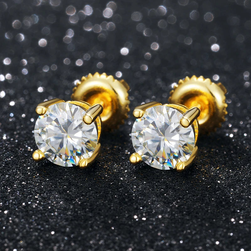 D Colour Moissanite Studs, 0.1ct to 1.5ct in 925 Silver
