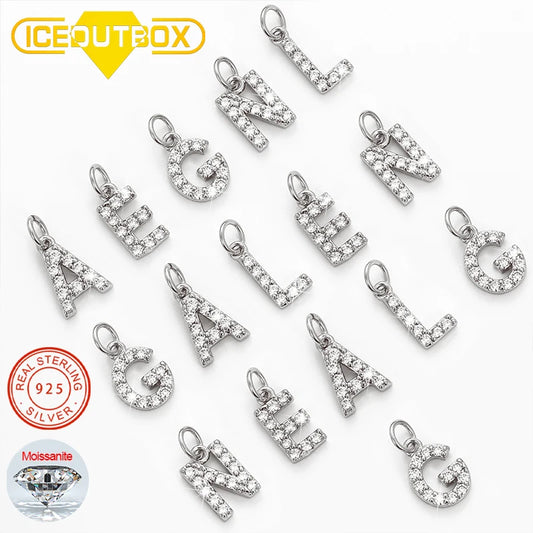 Tiny Moissanite Initial Necklace, A to Z in 925 Silver