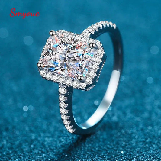 Radiant or Emerald Cut Moissanite Ring, 1ct or 2ct