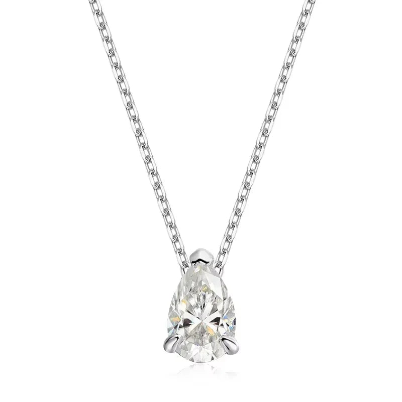 Pear Moissanite Pendant Necklace, 1ct to 4ct, 3 Styles