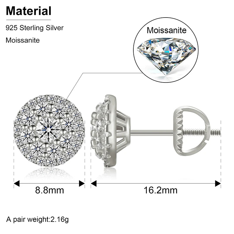 3mm D Colour Moissanite Stud Earrings in 925 Silver