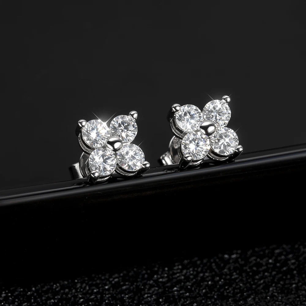 Moissanite Stud Earrings, 1 or 4 Piece Set in s925