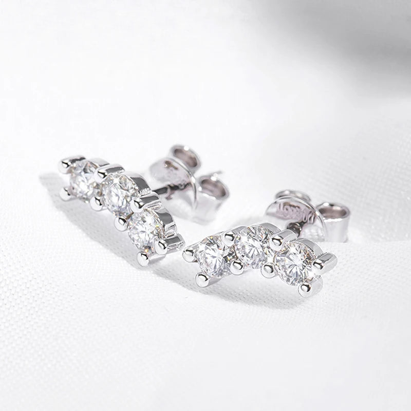 0.6cttw Moissanite Stud Earrings, Rhodium Plated