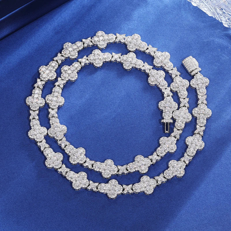Star Set Tennis Chain, 8mm or 10mm in 925 Silver