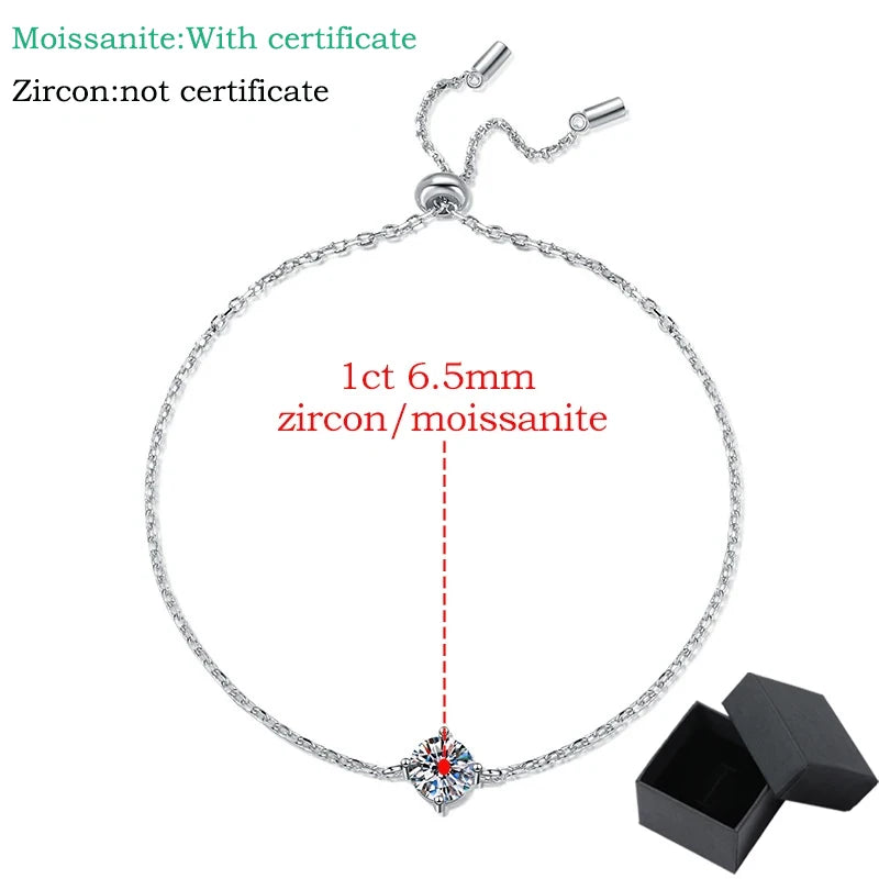 1ct 6.5mm Adjustable Chain Bracelet in 925 Silver