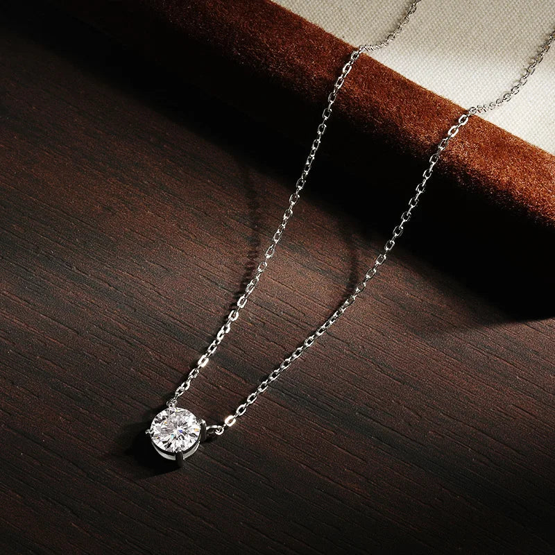 Solitaire Moissanite Necklace, 1ct to 5ct GRA Certified