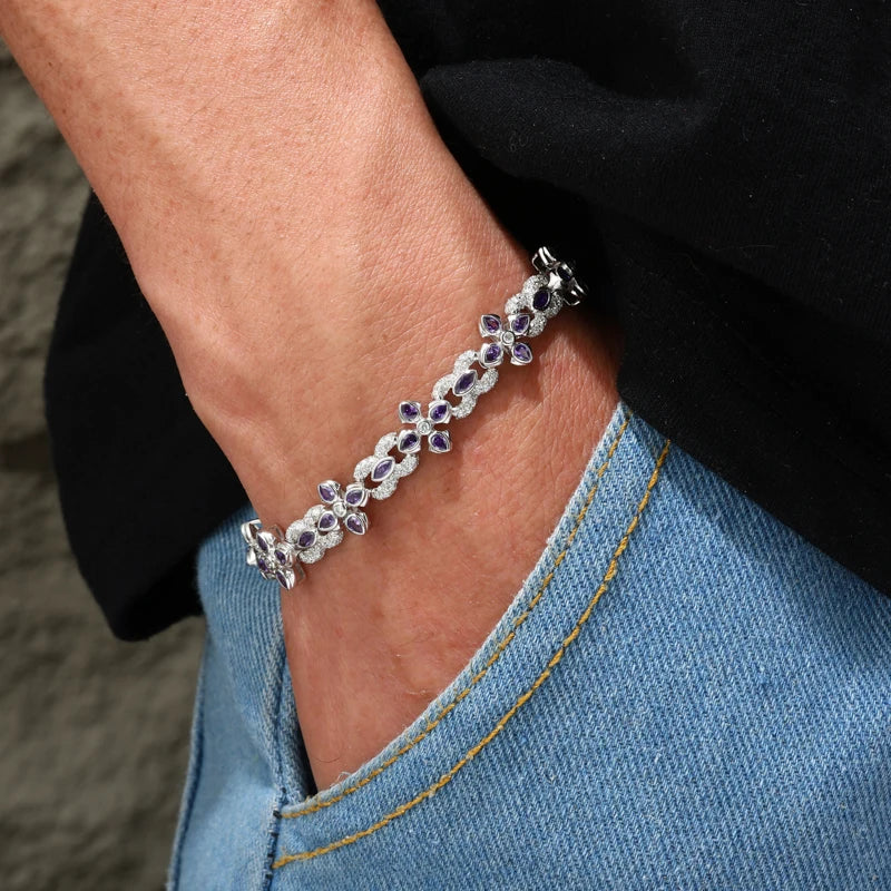 Infinity Cross Bracelet, Moissanite or CZ in 925 Silver
