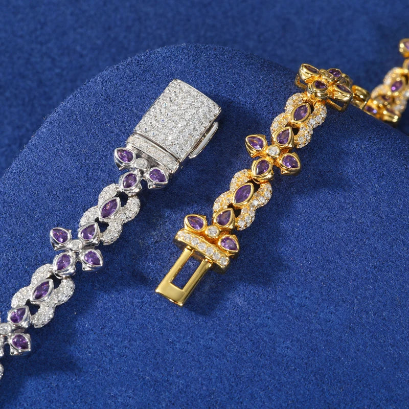 Infinity Cross Bracelet, Moissanite or CZ in 925 Silver