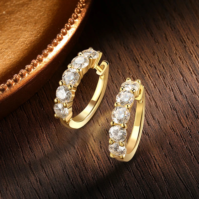 Moissanite Hoop Earrings, 3mm to 4mm in 925 Silver