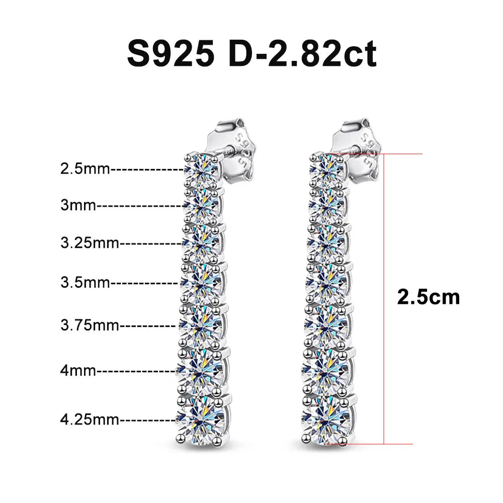Moissanite or Zircon Drop Earrings in 925 Silver