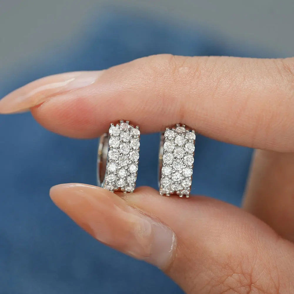 GRA Moissanite Hoop Earrings, 1.2mm to 2mm in s925